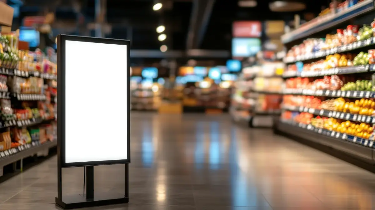 In-store advertising display inside a retail environment