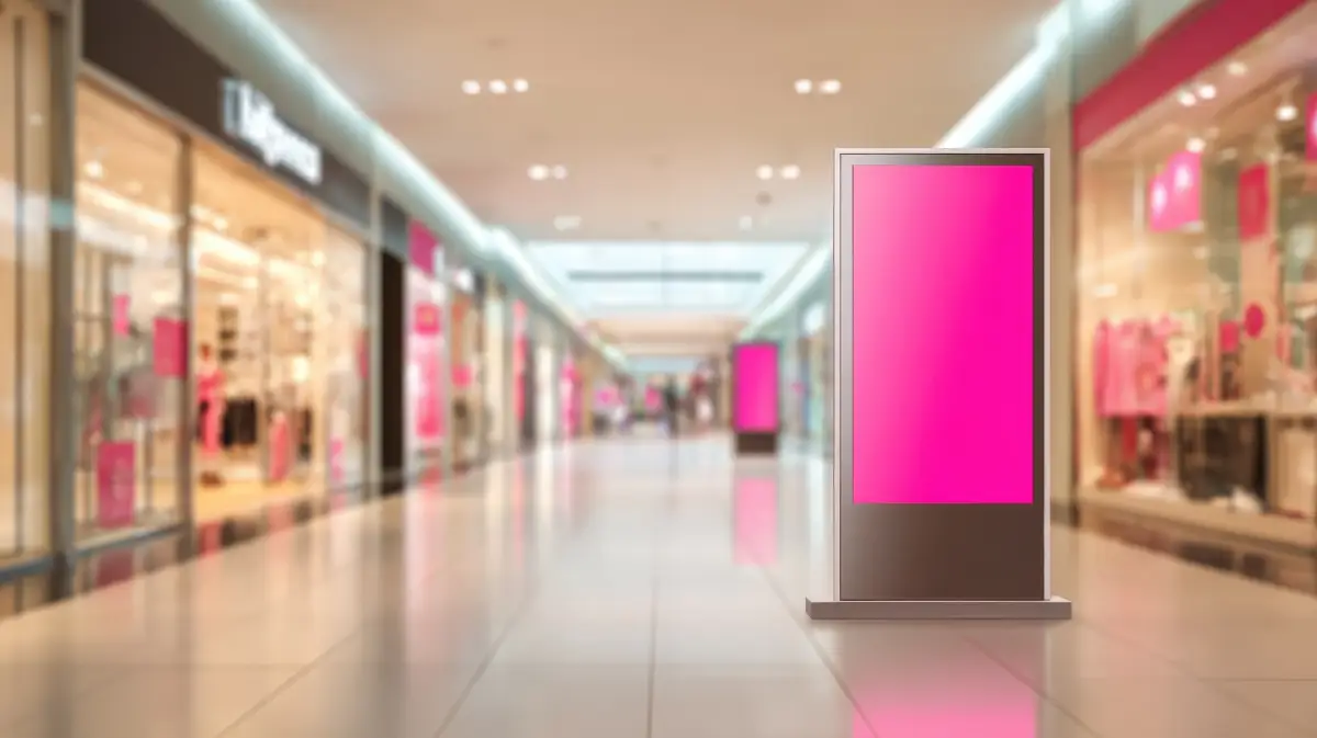 Mall advertising panels inside a shopping mall