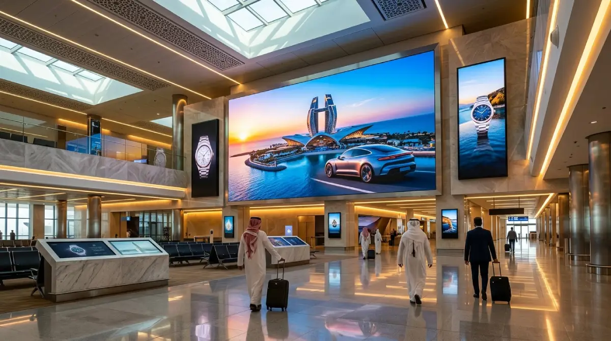 Digital advertising screen in King Khalid International Airport Riyadh